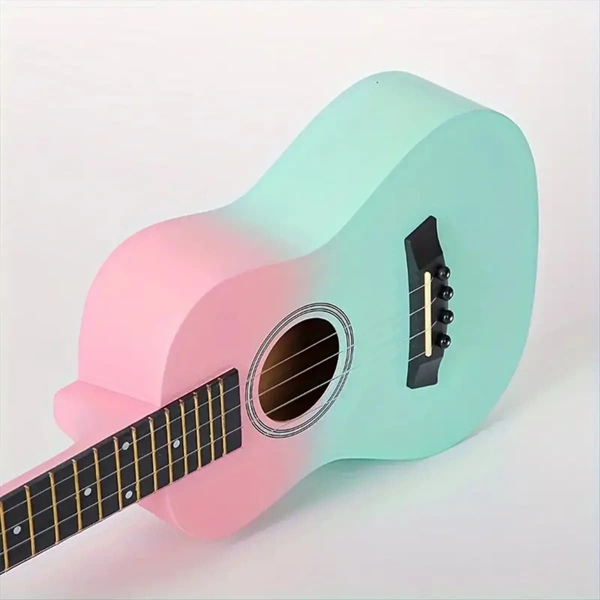(ABYM) 23-Inch Two-Tone Wooden Mini Guitar Four-String Ukulele Ukulele Mini Guitar Two-Color Gradient Wooden Guitar B