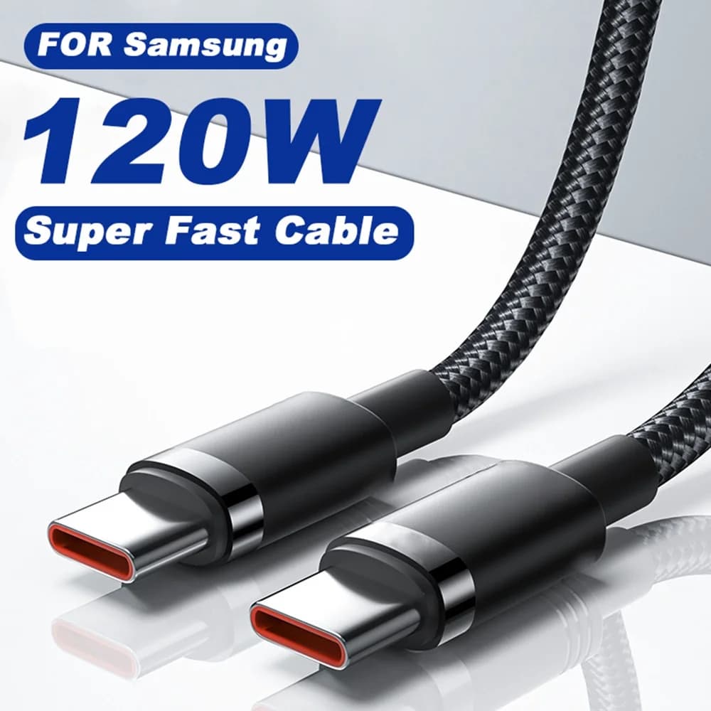 120W 5A Quick Charging Cable Type-C Nylon Braided Transport Type-C High-speed Charger Wire For Samsung Huawei Data Line 2026