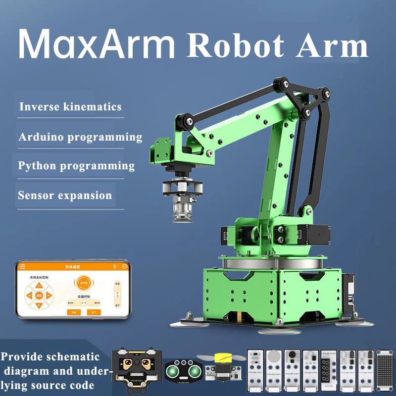 Hiwonder 5-axis robotic arm MaxArm Open source robotic manipulator powered by ESP32 for reverse cinematics of the Python Arduino program