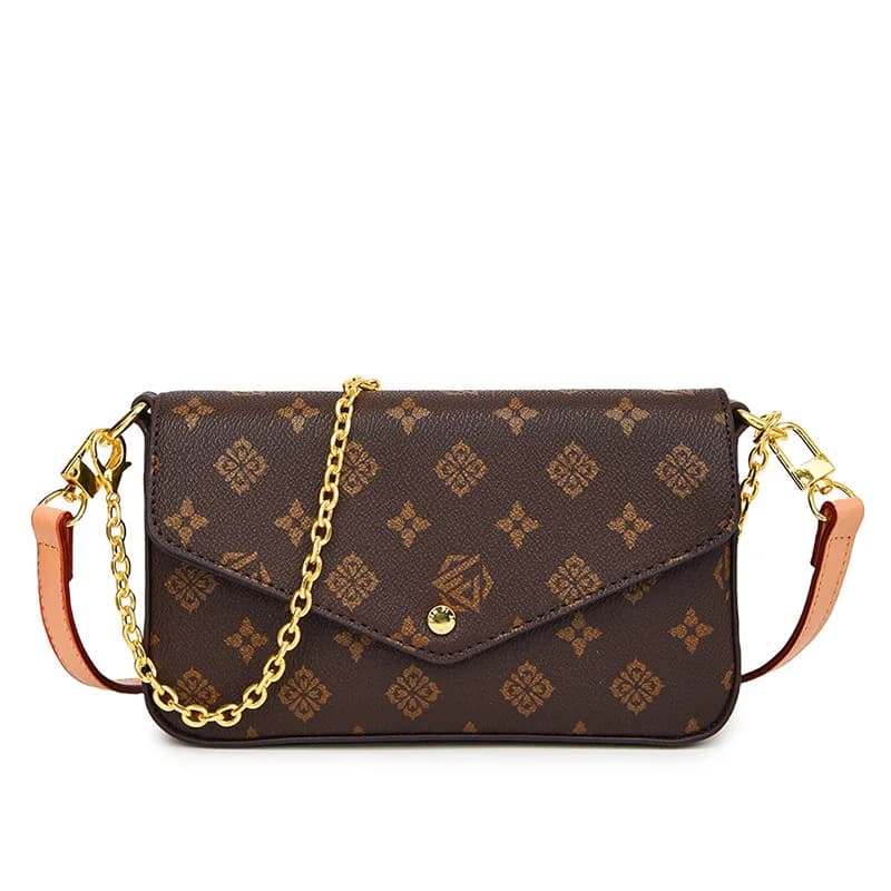 Women Color Block Print Crossbody Bag 2026 New Minimalist Chain Shoulder Purse Daily Commute Handbag