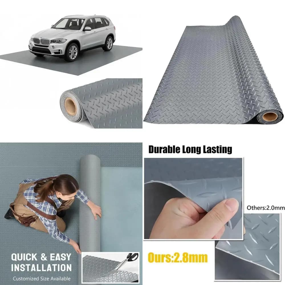 PVC garage plug thick, durable, waterproof and anti-slip for cars, trailers, SUVs, basements, gyms (Grigio) 2,13 m x 2,13 m