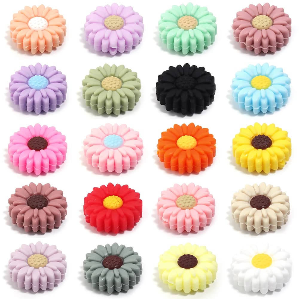 2 pezzi/lotto Perline in silicone colorate a forma di margherita, perline distanziatrici sfuse per la creazione di gioielli, accessori fai da te per portachiavi e braccialetti