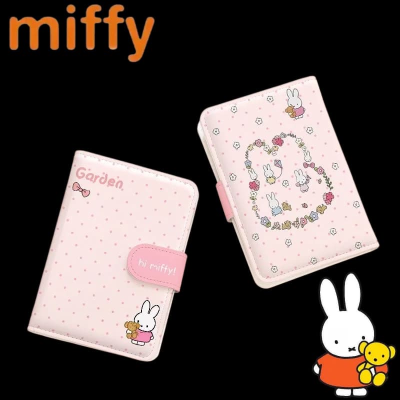 Sweet Miffy Rabbit Cute Creative Cartoon Pattern Magnetic Buckle PU ID Holder Simple Fashion Portable Change Storage Card Holder