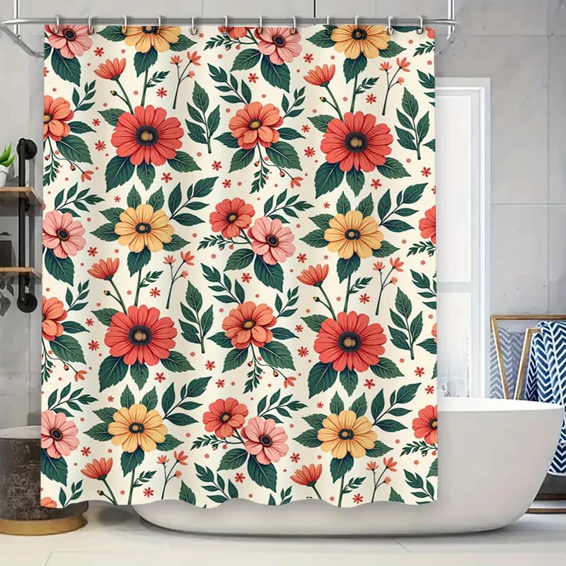 Tenda da doccia floreale Decorazione da bagno, Tende da doccia in tessuto stampato per decorazioni da bagno Forniture per la casa impermeabili Floreale moderno