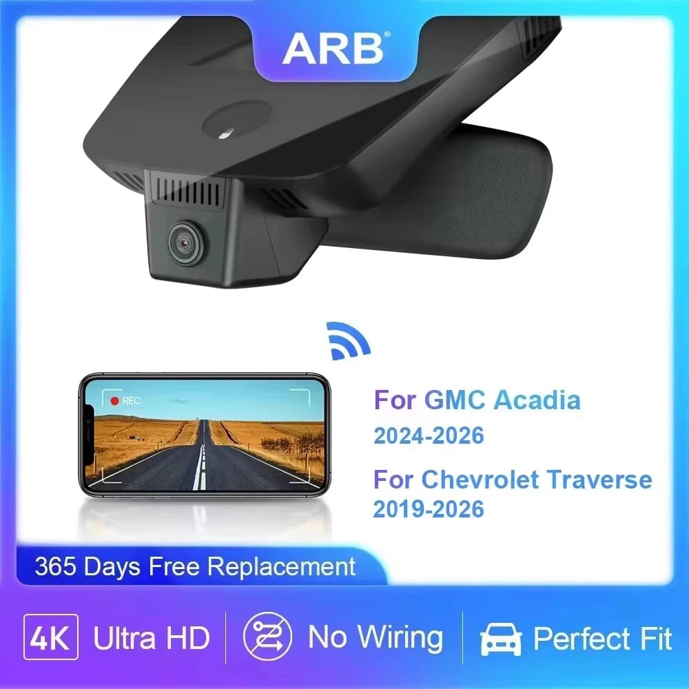 Telecamera da cruscotto ARB 4K UHD per GMC Acadia 2024-2026, per Chevrolet Chevy Traverse 2019 - 2026, DVR per auto stile OEM 2160P con APP WIFI