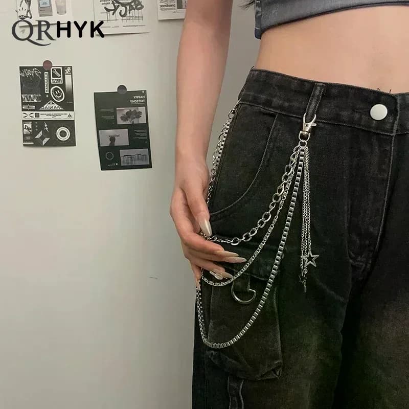 Stella nappa catena in metallo pantaloni catena abbigliamento ciondolo pantaloni jeans cintura portachiavi catena gioielli