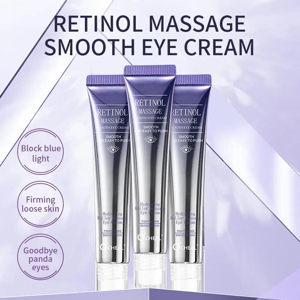 O'CHEAL Retinol Roller Massage Eye Cream Hyaluronic Acid Hydrating Tightening Smooth Fine Lines Anti-Aging Eye Skin Care Cream