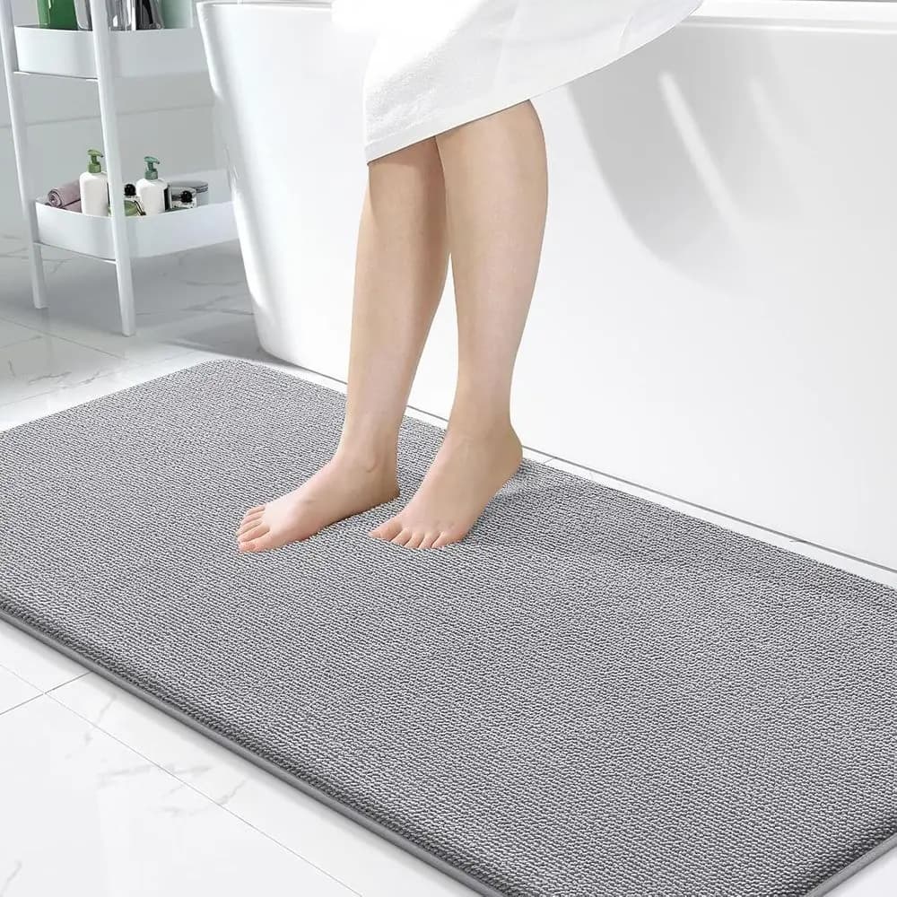 Tappetino da Bagno Assorbente Spesso 50x30 Pollici, Asciugatura Rapida, Antiscivolo, Lavabile per Bagno, Vasca, Doccia, Grigio