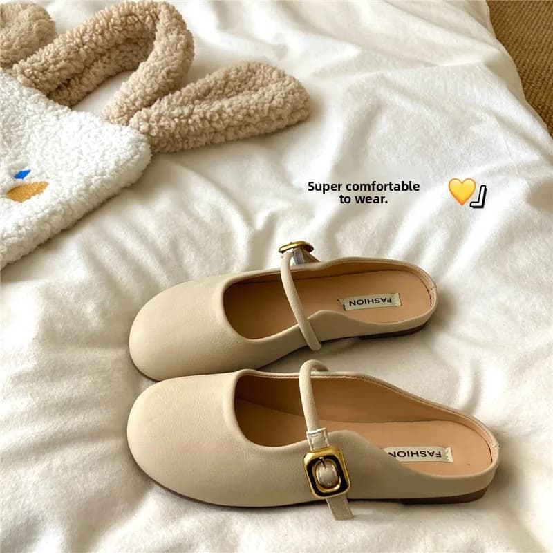 Women's Summer Slip-On Sandals Breathable Outdoor Wear-Resistant Anti-Slip Flat Heel Roman Style Hollow out Fashionable Sandals