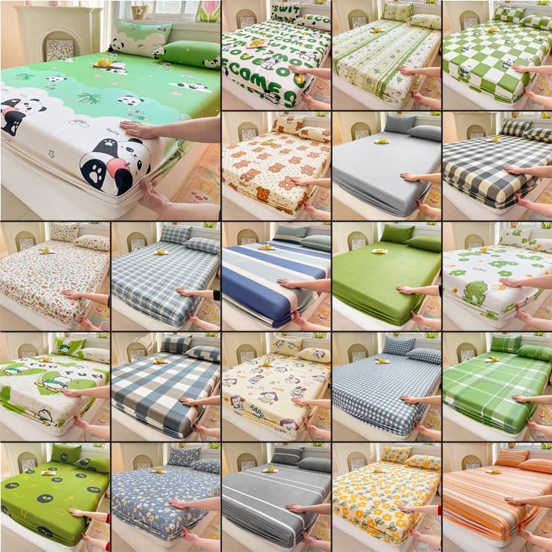 Lenzuolo in cotone su coprimaterasso elastico stampato carino per bambini Biancheria da letto in puro cotone cartone animato (senza federa)
