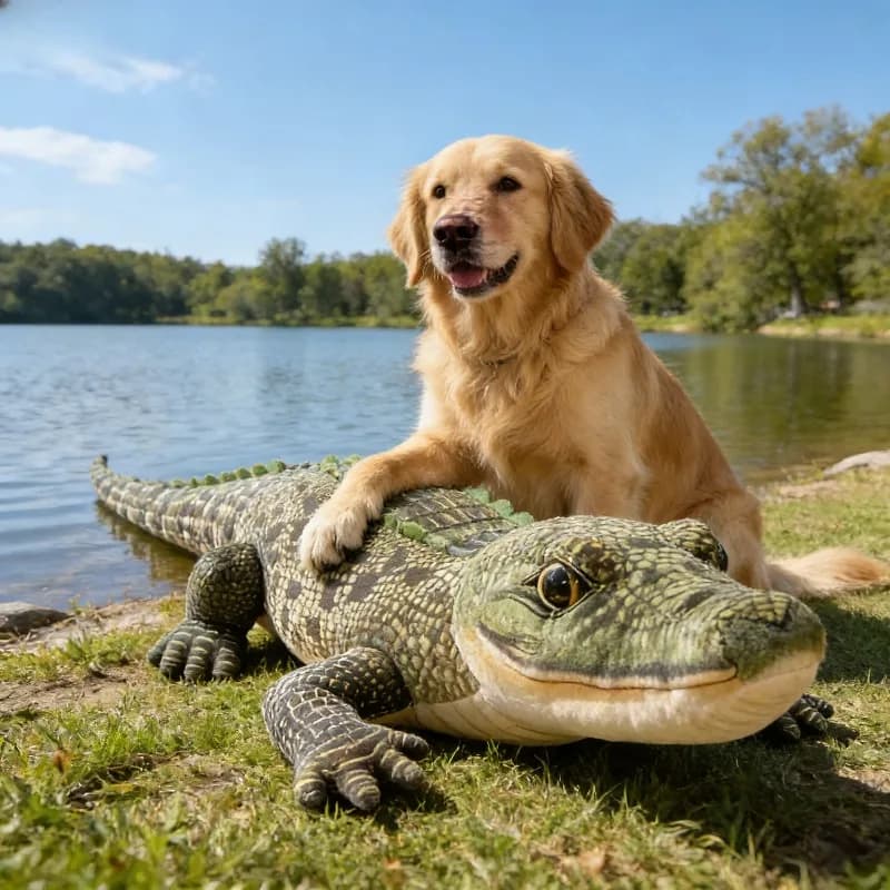 Peluche Realistico a Forma di Coccodrillo Adatto a Varie Razze e Dimensioni - Morbido, Adatto per Animali Domestici, Giocattolo Imbottito Masticabile per Cuccioli, per Gioco e Costruzione del Legame, Adatto per Cani