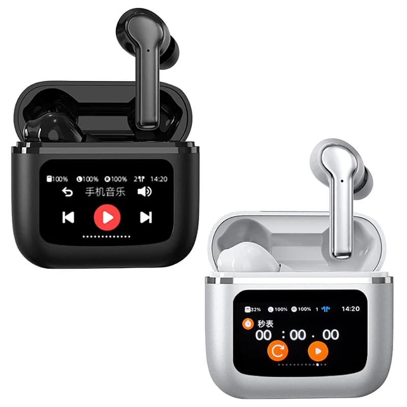 Auricolari sportivi visibili Wireless ANC LCD Touch Screen TWS auricolari con cancellazione del rumore cuffie BLUETOOTH 5.3 APP microfono integrato