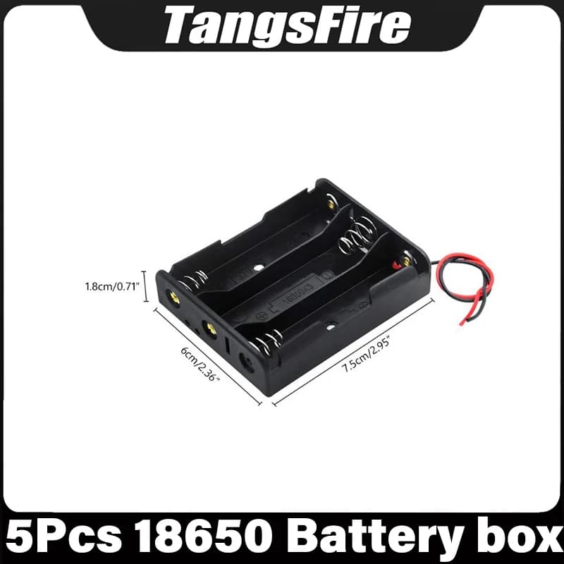 Custodie per batterie 18650 da 5 pezzi con 3 slot Custodie per batterie di alimentazione da 3,7 V Installazione semplice e sostituzione dei contenitori Con cavi