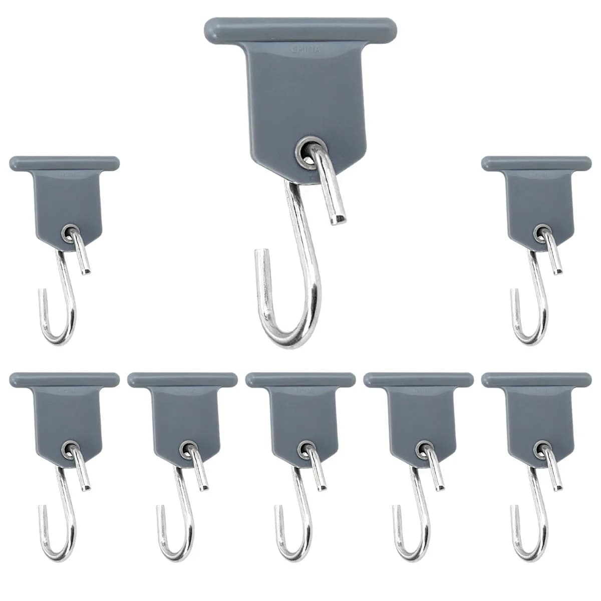 8Pcs S-Shaped Camping Hooks for RV Sunshade, Heavy Duty Plastic Metal Hanging Hooks for Tent Indoor Outdoor Decor Black Gray