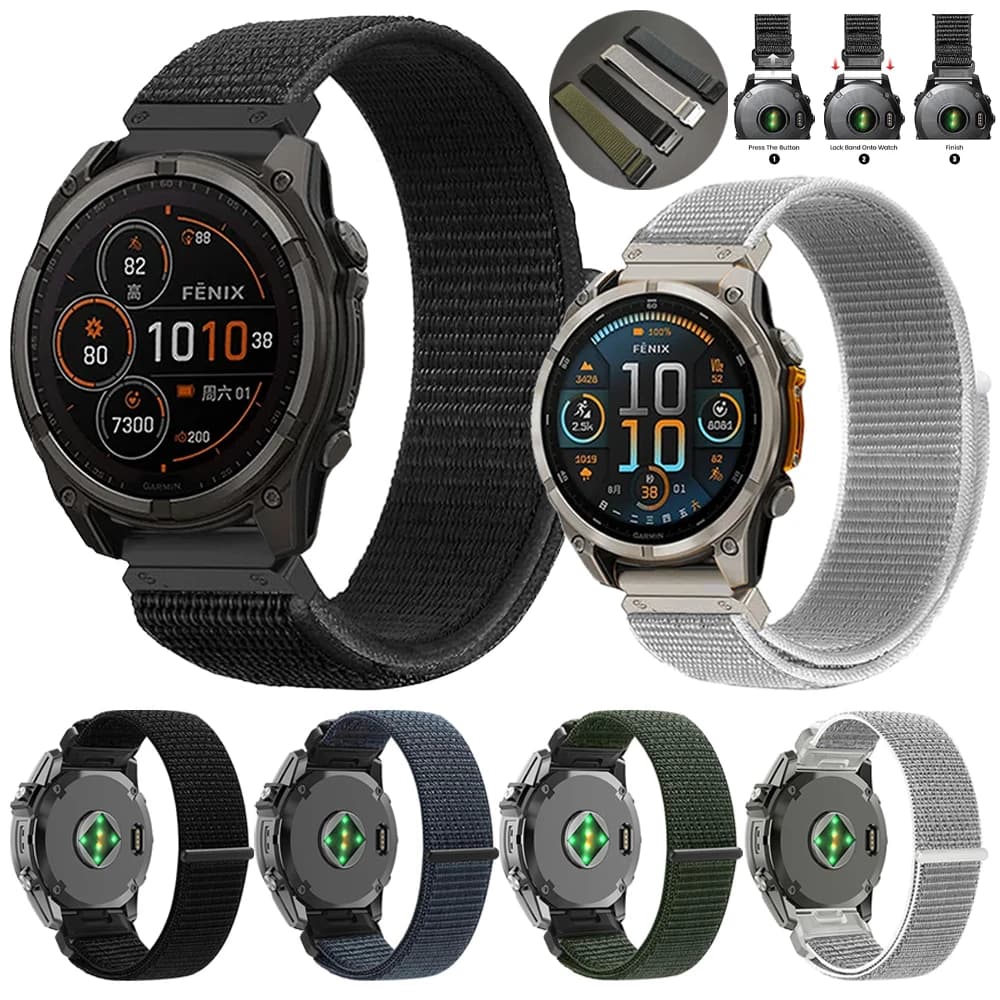 Cinturino sportivo in nylon QuickFit 22mm 26mm per Garmin Fenix 8/Epix Pro Gen2 51mm 47mm/Fenix 7X Pro 6X 5X Plus forerunner 970 cinturino