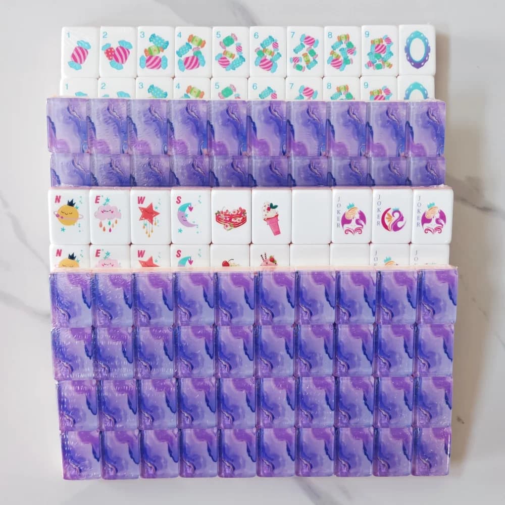 2026 Premium Acrylic Marbled Purple Swirl American Mahjong Sets Luxury Engraved Mahjong Tiles Travel Mah Jongg Board Games Gifts