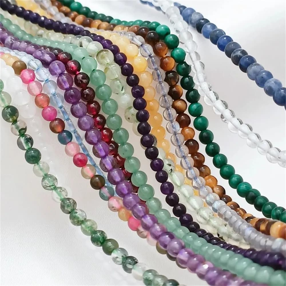 Cristallo, giada, ametista, occhio di tigre, tormalina, perline rotonde da 3 mm, perline sfuse, braccialetto fai da te fatto a mano, accessori di gioielli