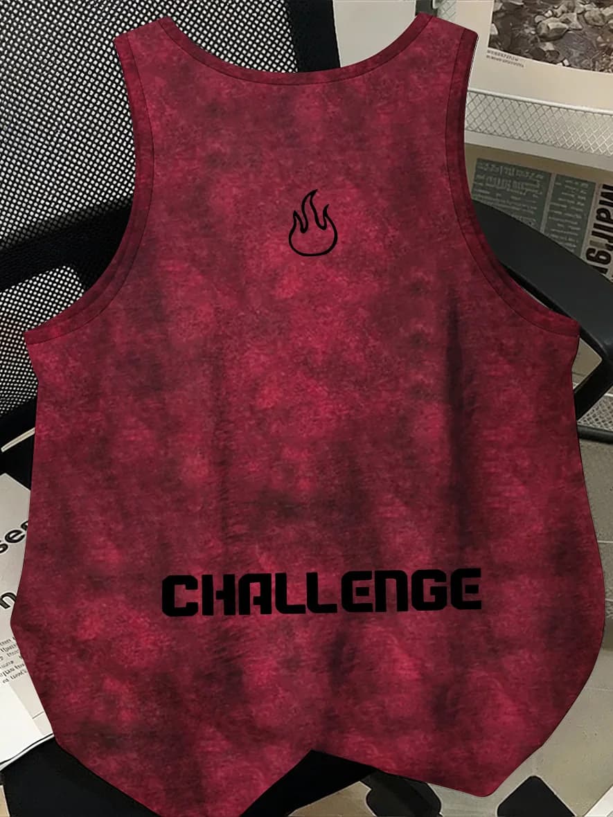 Trendy Tie Dye Sleeveless Vest T Shirt Men Summer Casual Versatile Breathable round Neck Printed Geometric Pattern Unisex