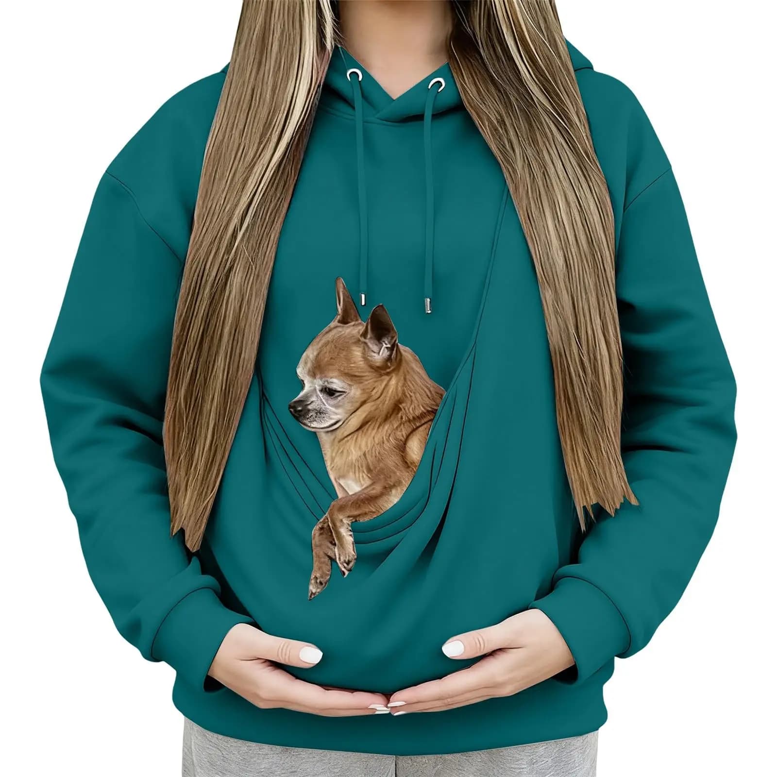 Felpa con cappuccio unisex per marsupio per cani e gatti, design sportivo, pullover a maniche lunghe, più colori, abbigliamento quotidiano, abbigliamento alla moda