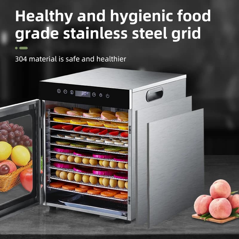High Efficiency Food Dehydrator Machine Touch Screen 10 Trays Dried Fruit Machine