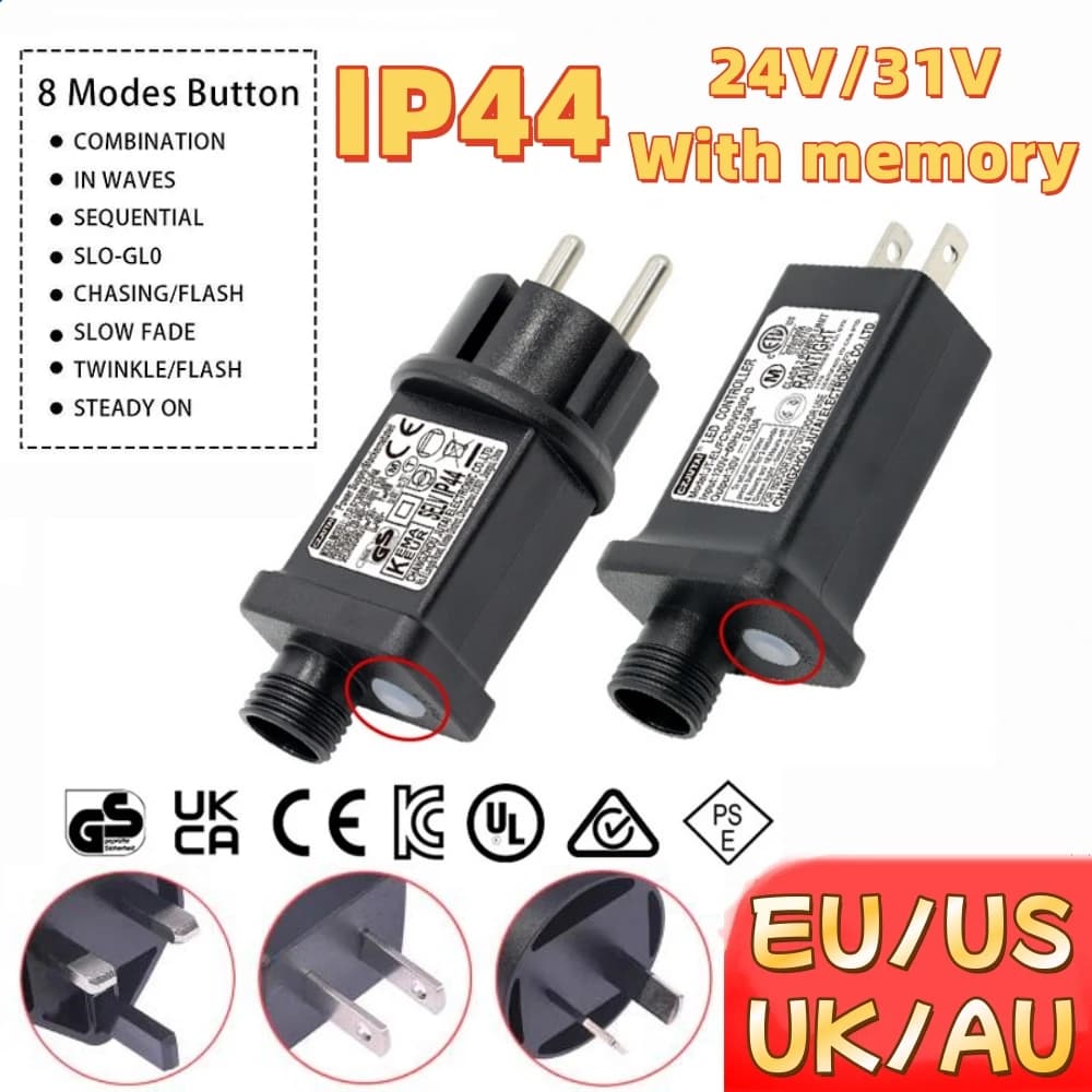 AC 220V 110V A 31VDC 12W 6W 24V Trasformatore Spina di Alimentazione IP44 8 Modalità Lampada LED Driver Interruttore Adattatore EU US UK AU