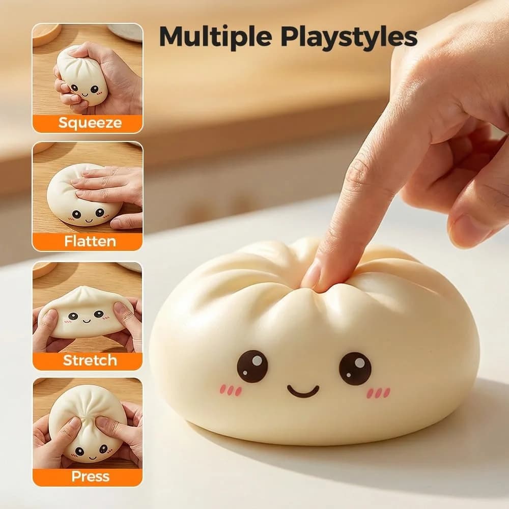 Piccola Pallina Antistress a Forma di Raviolo con Vaporiera, Giocattolo Sensoriale Colorato a Forma di Panino Morbido per Alleviare l'Ansia, Pallina Spremibile per Adulti e Bambini