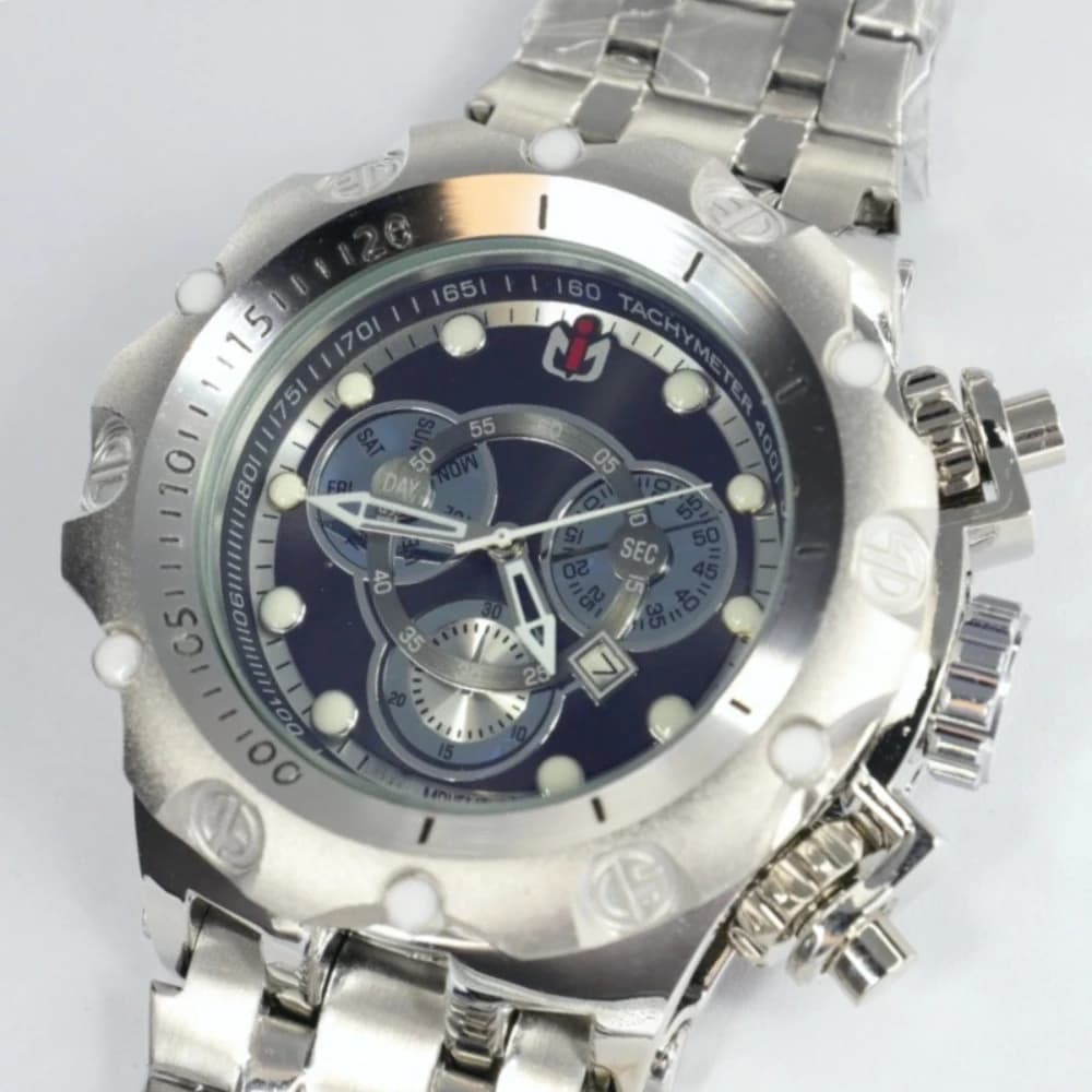 Orologio al Quarzo NEPIC da Uomo Quadrante Decorativo a Tre Occhi Creativo di Alta Gamma Orologio da Polso Moda in Acciaio Completo Luminoso