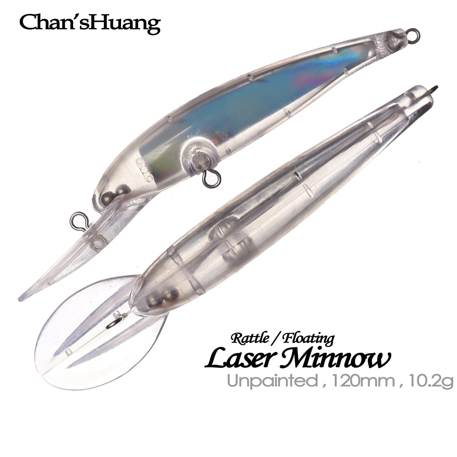 Chan'sHuang 20PCS Non Verniciato Spazi Vuoti Esca 12cm/10.2g Galleggiante Sonaglio Laser Foil Minnow FAI DA TE Fatti A Mano Richiamo di Pesca Artificiale