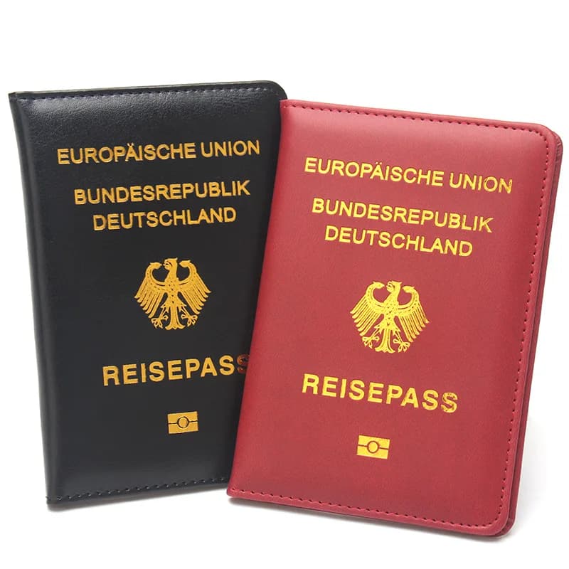 Porta passaporto tedesco Uomo Donna Copertine per passaporto in pelle PU Custodia per passaporto portatile Porta documenti Porta biglietti Accessori da viaggio