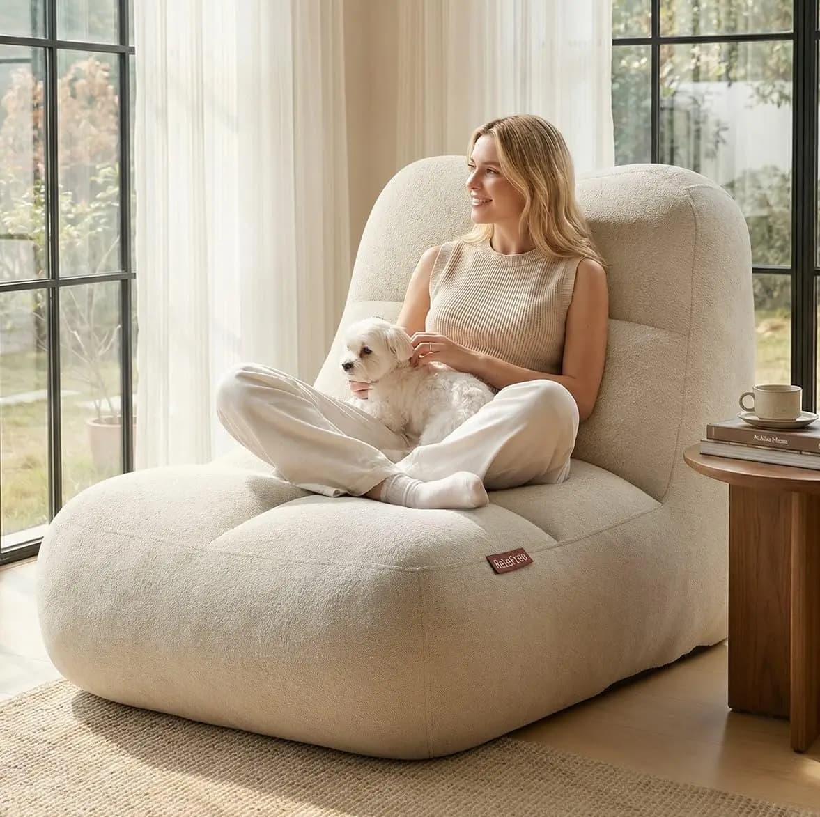 Poltrona Gigante a Sacco in Memory Foam con Schienale Alto, Comoda per Camera da Letto, Soggiorno, Gaming, Lettura, Personalizzabile