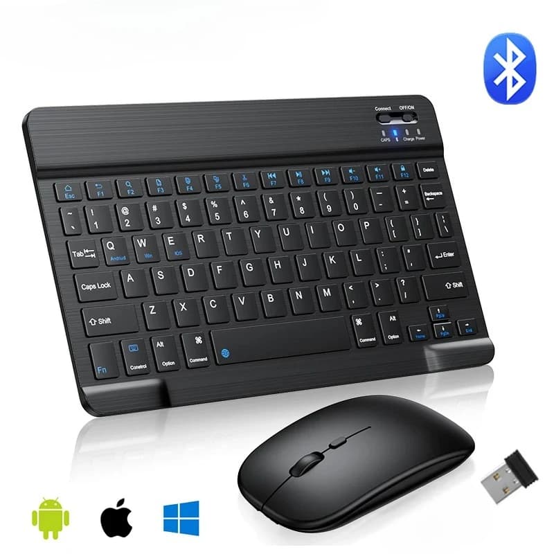 Tastiera Bluetooth spagnola/inglese da 10 pollici per iPad 11th Air Pro, tastiera wireless ricaricabile per telefono, tablet, laptop, universale