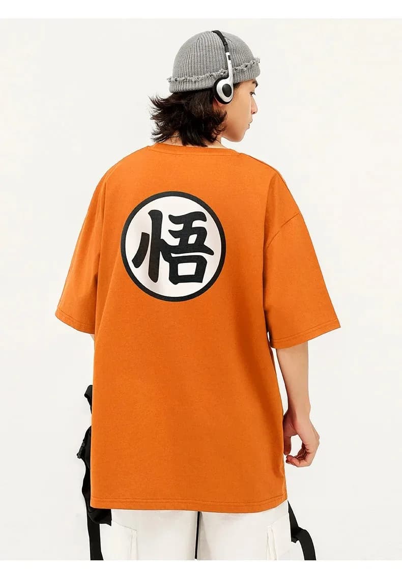 Nuova T-shirt Arancione a Maniche Corte con Personaggio Wukong di Dragon Ball per Uomo, in Puro Cotone, Stile College, Outfit COS per Genitore-Figlio