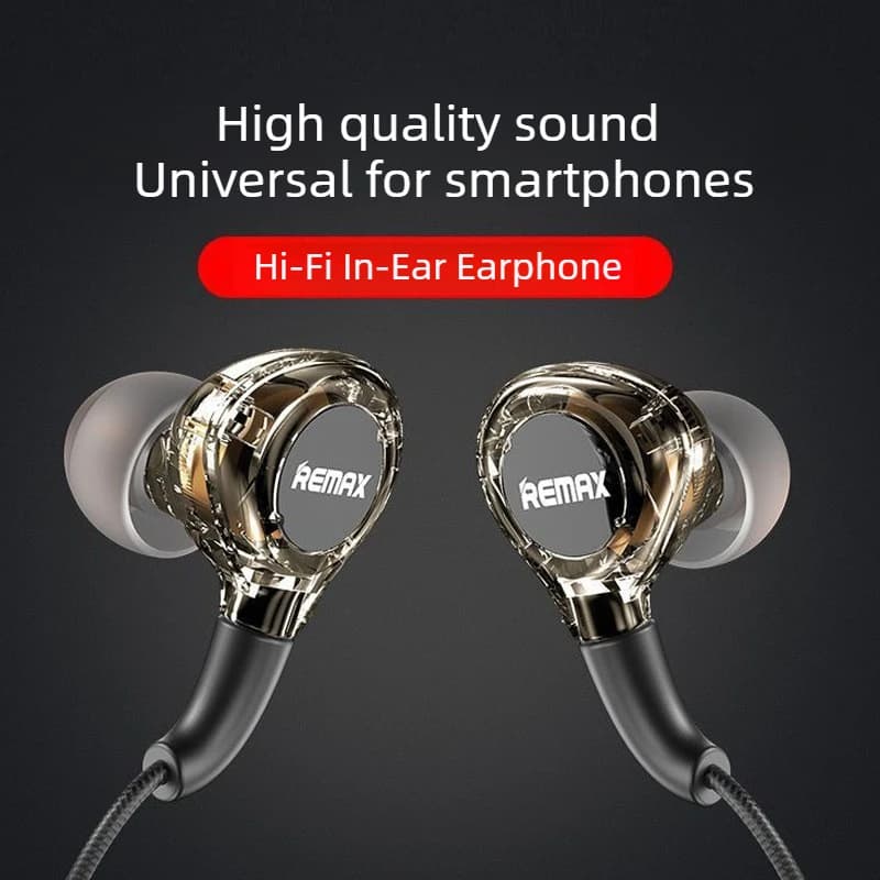 Transparent Hi-Fi Wired Earphones REMAX in-Ear Headphones with In-Line Mic for iPhone Android 3.5mm/Type-C for Gaming Music Call