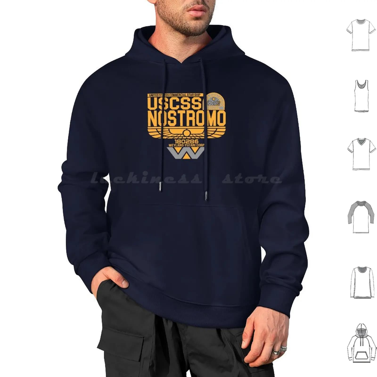 Felpa con cappuccio in cotone a maniche lunghe Uscss Yutani Sci Fi Parody anni '80 Film Saga Cultura pop Cult Geek Nerd