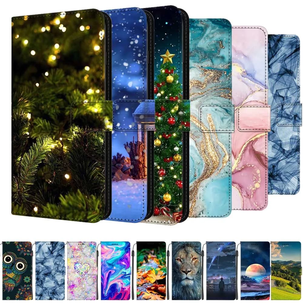 Custodia in pelle di marmo albero di Natale per Motorola Edge 50 Neo Flip Book Cover Custodie per telefoni per Moto Edge 40 Neo Slot per schede Borse Gatti