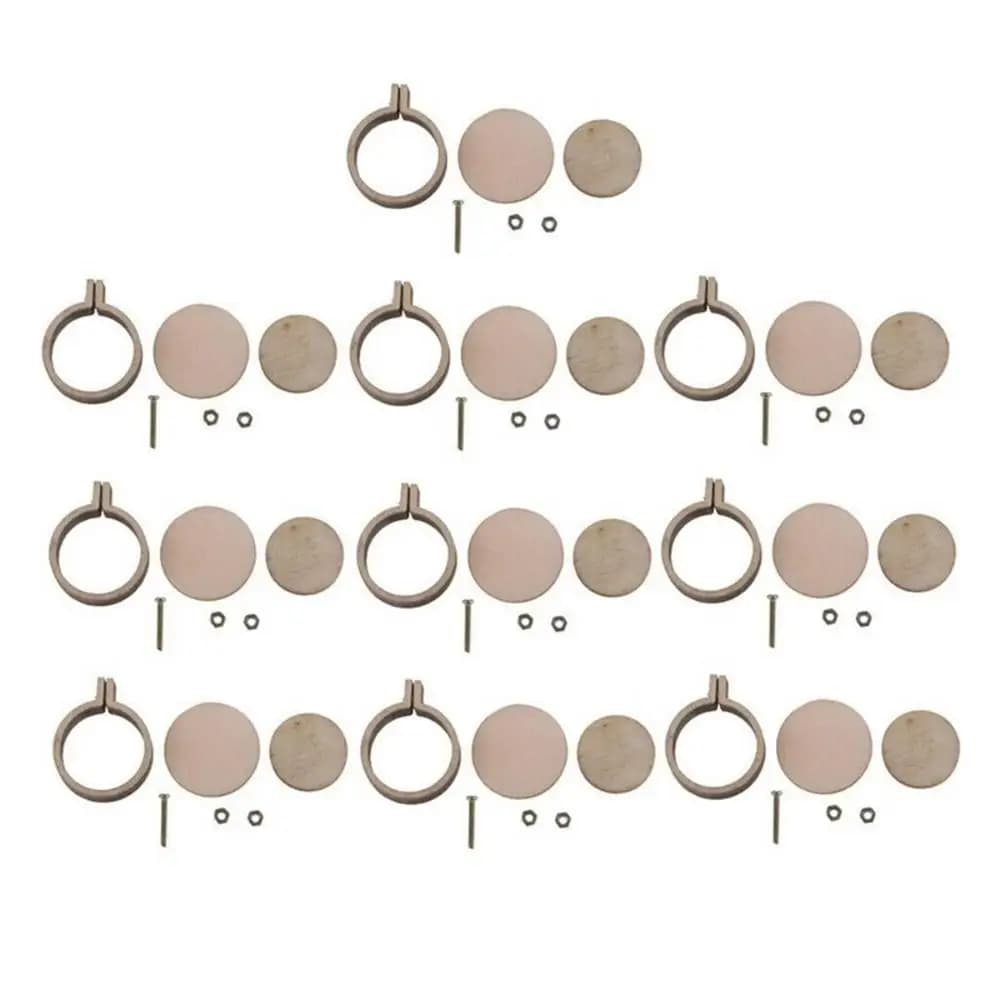 10 pz/set ricamo rotondo kit da cucito in legno strumenti punto croce telaio cerchio anello pendente