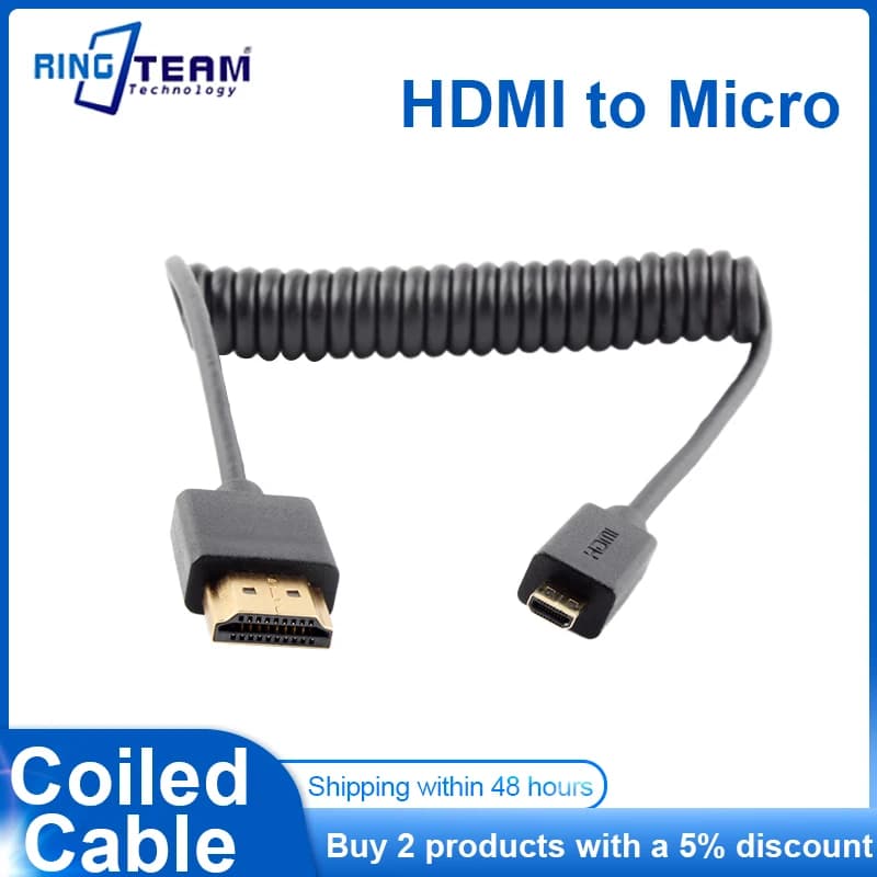 Spiral cable from HDMI to Micro for Nikon A6500 6300 6000 5100 cable connection Video HDMI HD multimedia TV
