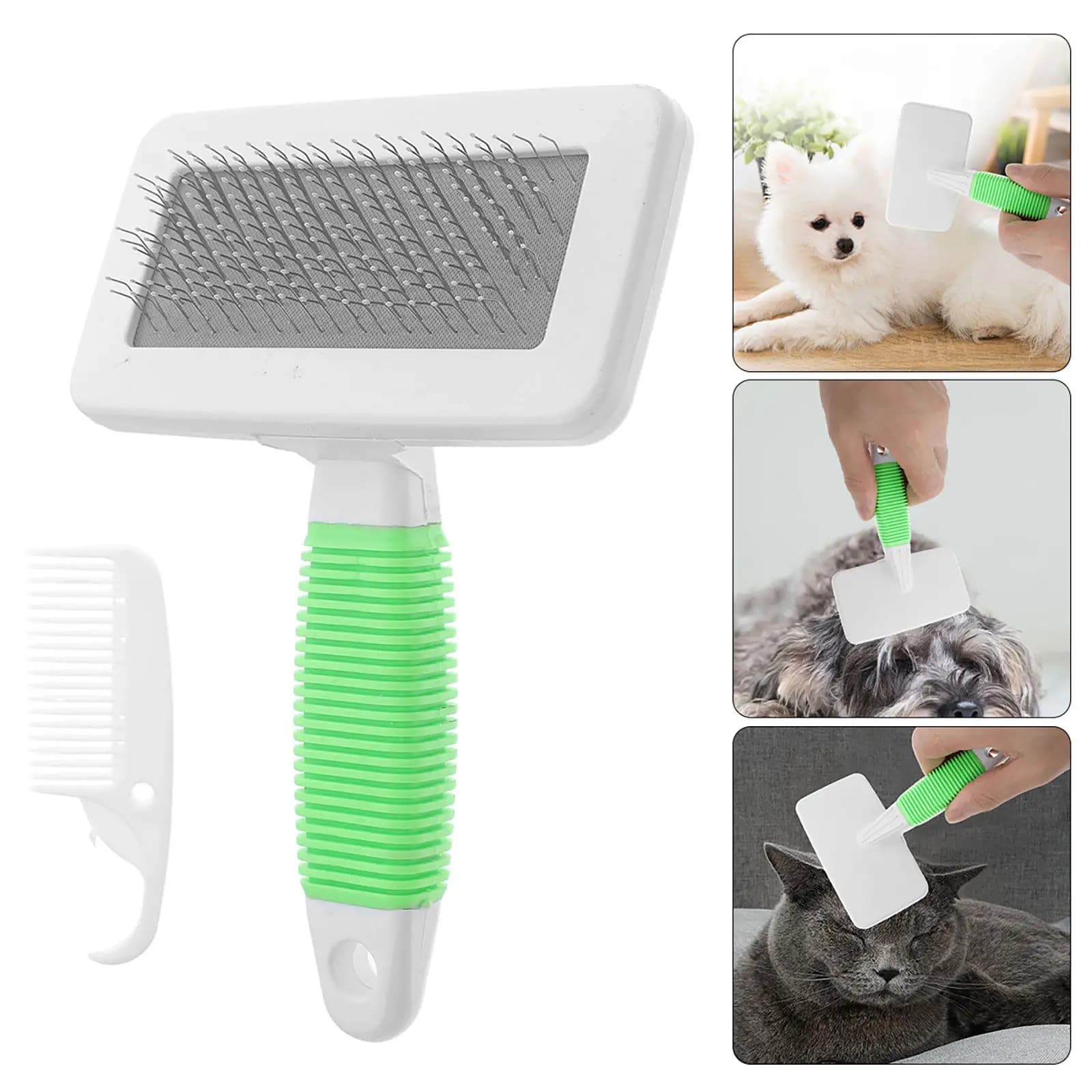 Set di pettini a spazzola per animali domestici, con lama larga e manico ergonomico, per la rimozione dei peli intrecciati, strumento per la toelettatura di cani e gatti a pelo lungo.