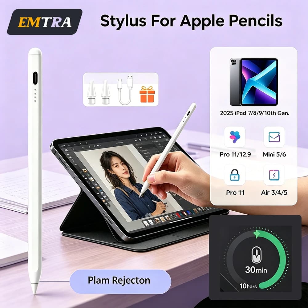 Penna Stylus 2025 per iPad Air Pro M3 con Rilevamento del Palmo e Attacco Magnetico per iPad 11 A16 7/8/9/10/11a generazione mini 5 6 7