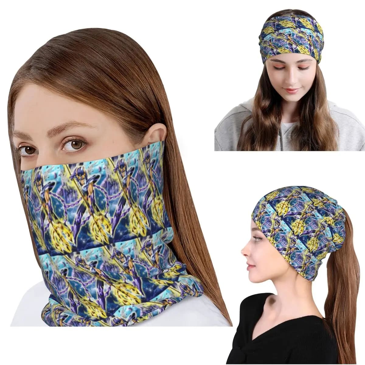 Anime Knights Of The Zodiac Phoenix Ikki Bandana Neck Gaiter Wrap Scarf Warm Balaclava Beanies Hat for Unisex Adult All Season