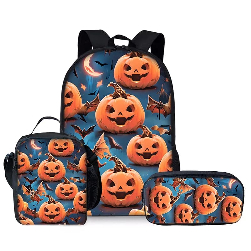 Hip Hop Popular Novelty Halloween 3D Print 3pcs/Set Student School Bags Laptop Daypack Backpack Crossbody Lunch bag Pencil Case