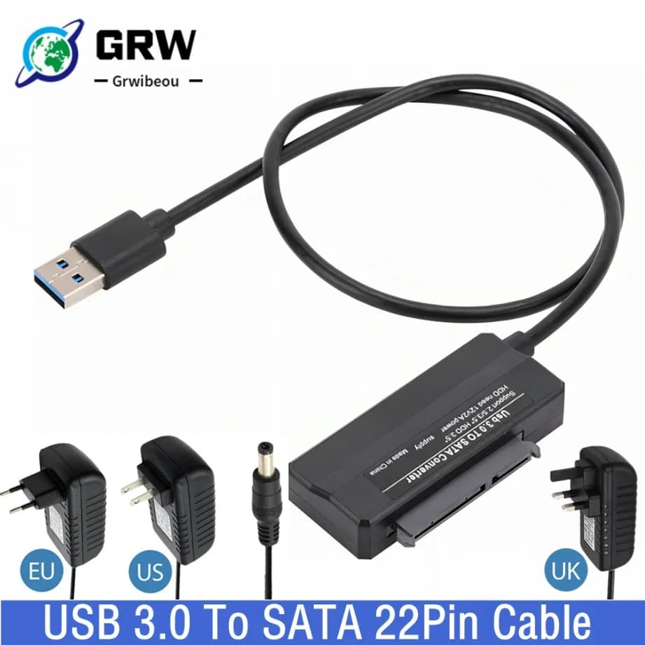 Cavo adattatore da SATA a USB 3.0 Cavo da USB a SATA Supporto da 2,5/3,5 pollici HDD esterno SSD Disco rigido Computer 7 + 15 Cavo SATA a 22 pin