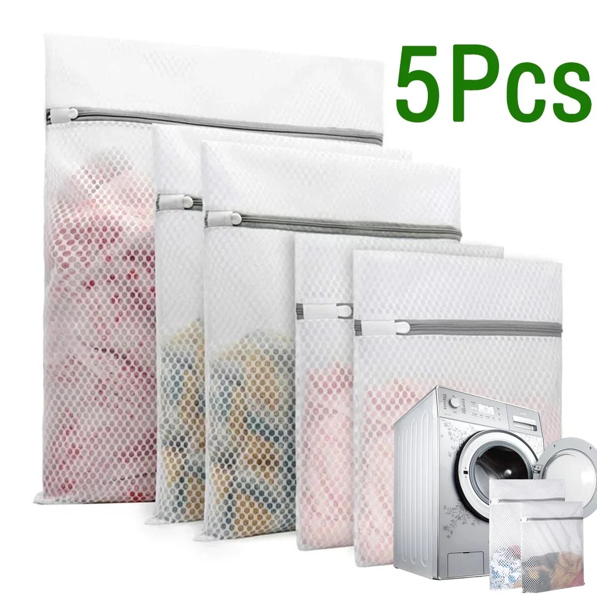 1-5pcs Mesh Laundry Bags With 3 Sizes Durable Honeycomb Mesh Laundry Bags Reusable Washing Machines Bra Bag