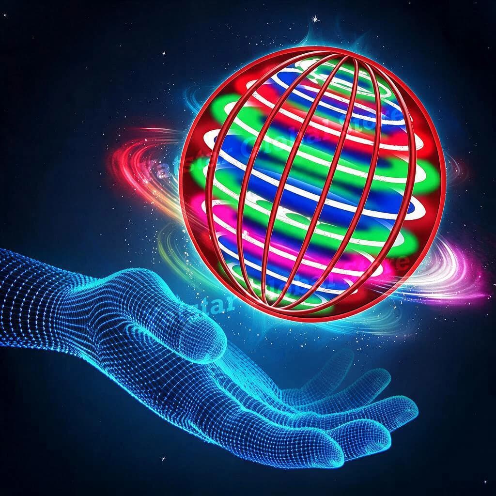 Magic Flying Spinner Ball with LED Lights, Hand-Controlled Auto-Spin Orb, 360° Rotating Floating Fidget Toys for Adults & Teens