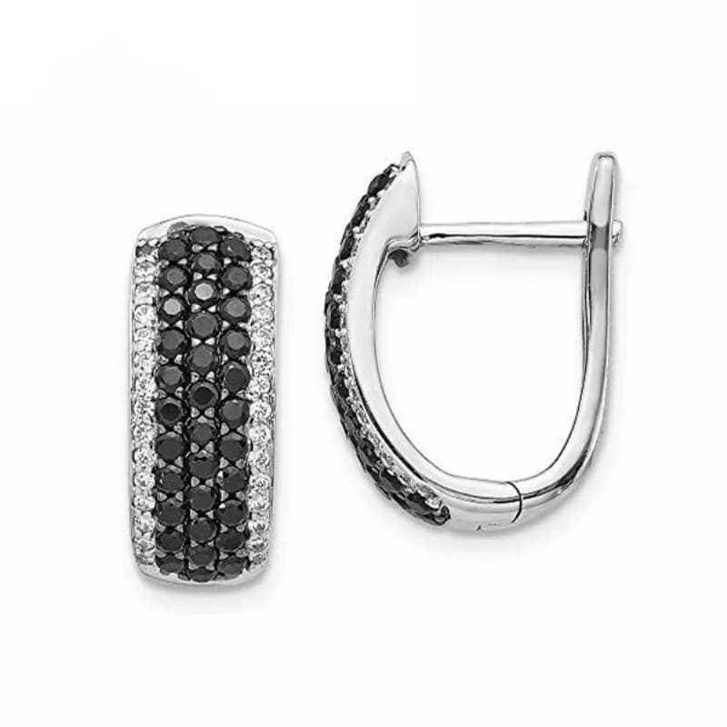 Huitan U orecchini a cerchio con CZ bianco/nero orecchini a orecchio da donna di nuova concezione abbigliamento quotidiano moda per feste gioielli versatili sfusi