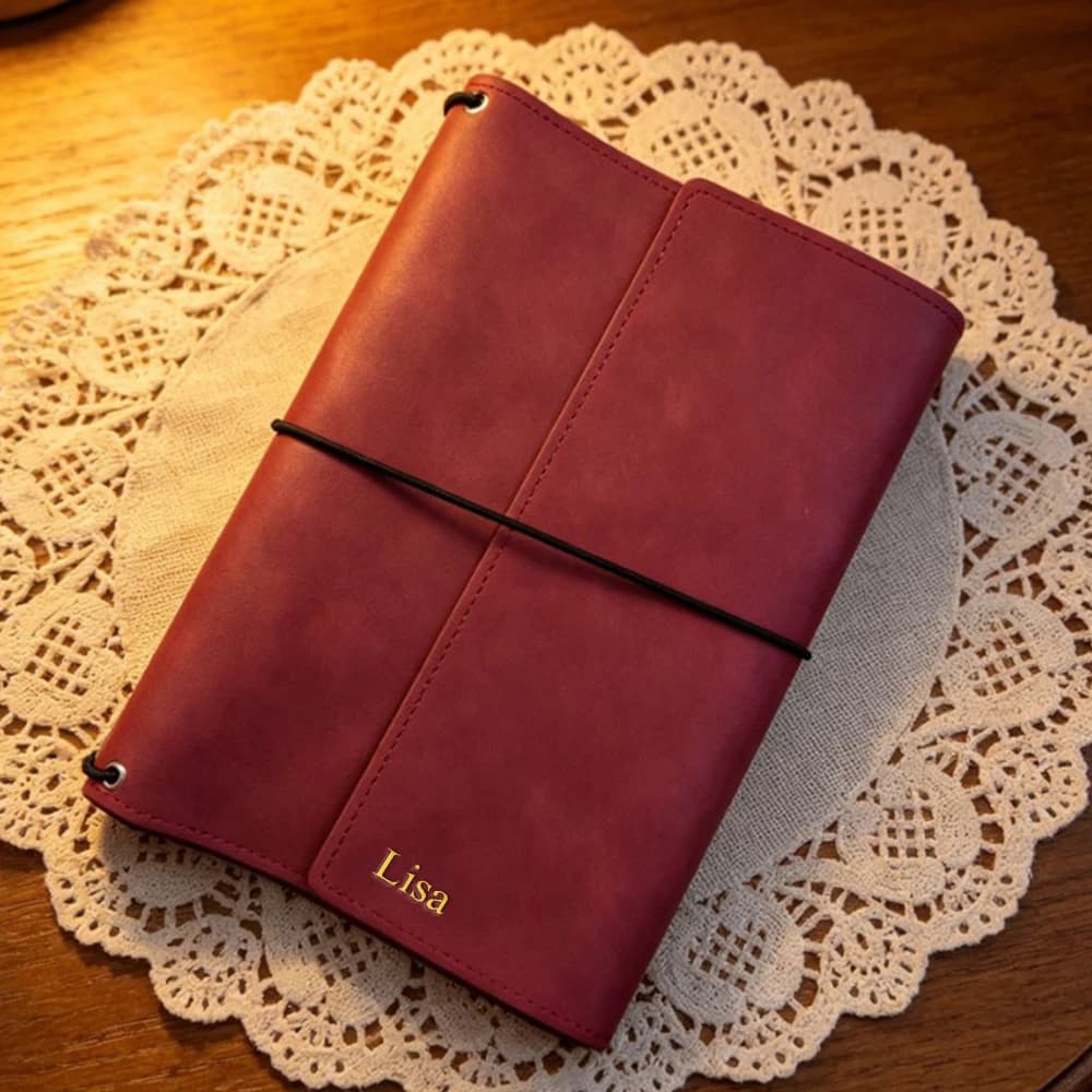 Customized Name Retro Travel Notebook Cover Made of PU Imitation Leather, Protective Case for Loose-Leaf Notebook.