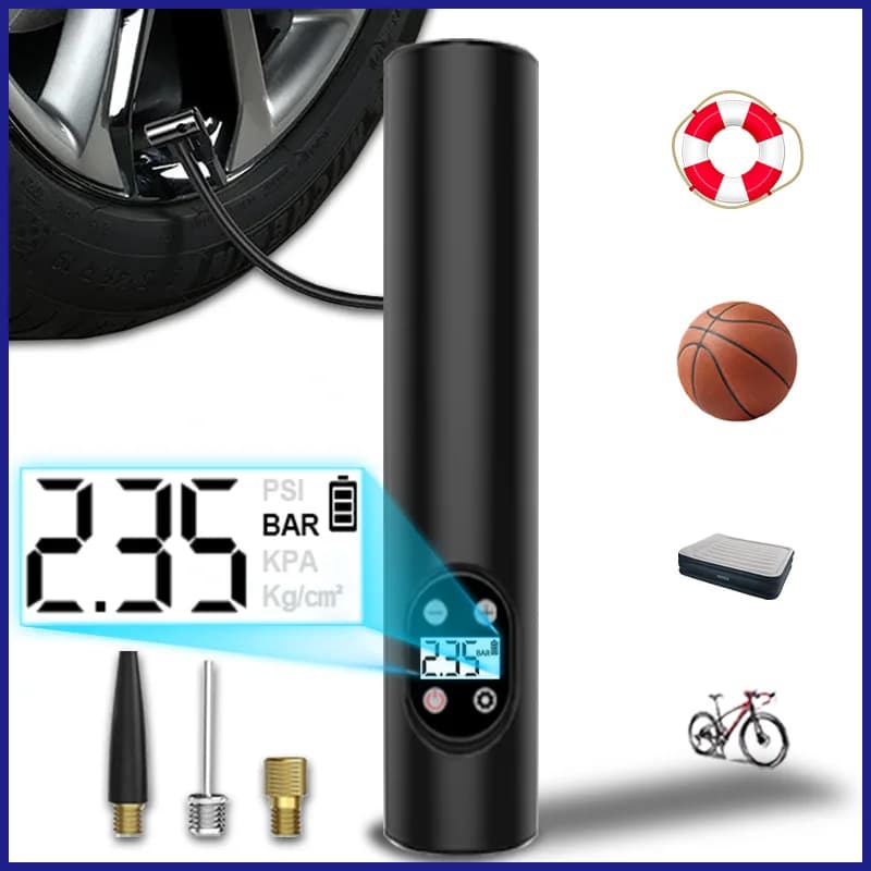 Accoe Wireless Portable Air Compressor Rechargeable Tire Inflator with Digital Display Auto Stop LED Light USB Charging Handbag