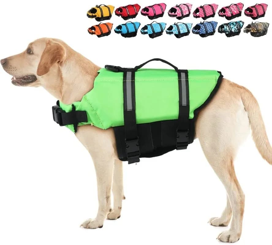 Adjustable Dog Life Jacket Sport Safety Rescue Vest with Rescue Handle Puppy Float Swimming Suit for All Pet Dogs