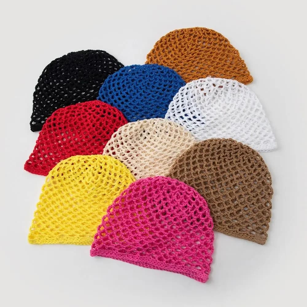 Retro Elegant Hollowed Out Knitted Hat Solid Color Ethnic Style Bohemian Style Beanies Korean Thin Crochet Hat Spring Summer