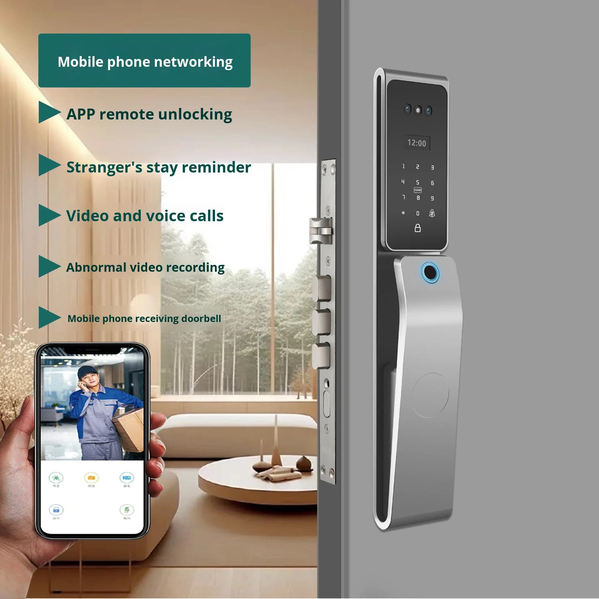 Serratura Intelligente per Casa con Impronta Digitale e Riconoscimento Facciale Google Home Modello FD-01 HZXM026
